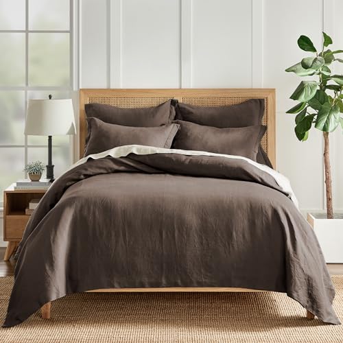 Image of Levtex Home - 100% French Flax Linen - Euro Sham - French Flax Washed Linen - Cocoa - Sham Size (26 x 26in.)