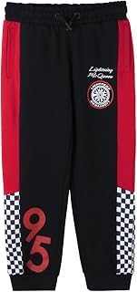 The Souled Store Official Cars: Lightning McQueen Racing Boys Drawstring Black Graphic Printed Cotton Joggers Price In India