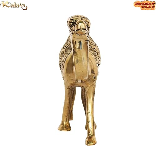 Miniatura 3 de Camello de latón para decoración de mandir en casa, oficina, artículos de regalo, arte coleccionable, artesanía, amarillo, 5.4 x 1 x 4.5 pulgadas