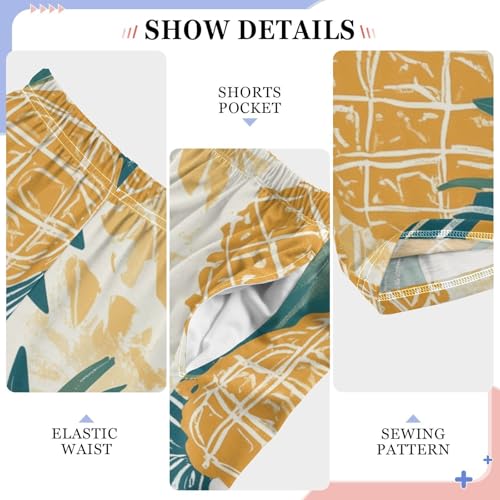 ZZXXB Pineapple and Leaves Boys Long Pants Soft Trousers Elastic Waist Kids Lounge Bottoms with Pockets S-XL4