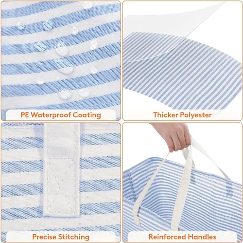 Image of Lifewit 1 Pack Laundry Basket 100L Each, Collapsible Clothes Hamper with Reinforced Handles, Freestanding Waterproof Design for Bedroom and Laundry Room, Blue 100L Total