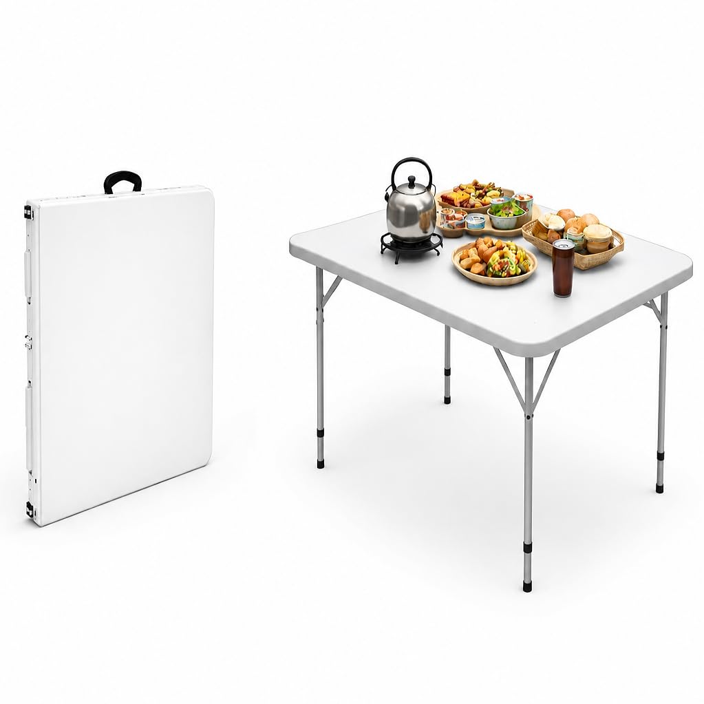 ARUP Heavy-Duty Plastic Portable Picnic Table with 4 Chairs- Height Adjustable and Foldable Table Chair Set for Picnic-Hiking-Patio-Party-Garden-Travel Friendly Multi Purpose Dining Set-image-33