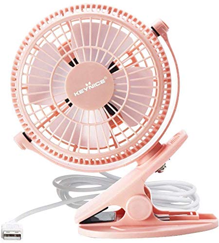 Mini USB Fan, KEYNICE Small USB Clip and Desktop Office Fans 4 Inch 2 Speed Portable Cooling Fans Electrical Fan USB Computer Fan Powered by PC/Power Bank and Quiet for Office Home Car-Pink