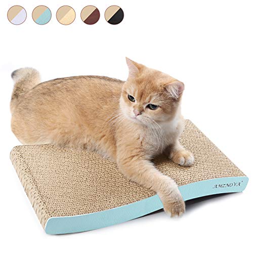 AMZNOVA Griffoirs pour Chats S Forme en Carton Ondulé Gratter Jouet Chat éraflure, 1 Pièce, Bébé Bleu