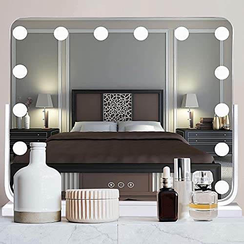 Large Makeup Mirror with Lights Vanity Mirror with USB Charging Port ,Wall Mounted or Tabletop.