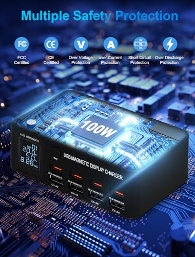 WANLONGXIN 100W 8-Port Multiple USB Charger Station,Fast Charging Station for Multi Devices with Smart Port & Safety Protection,USB Charging Station Compatible with Phones, Tablets, Laptops - image 5