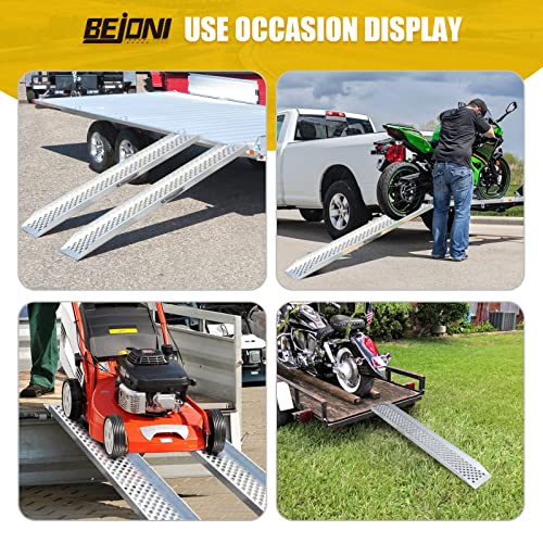Bejoni 59" L × 9" W Steel Loading Ramp, Tailgate Ramp With Punch, 1300 Lbs/Pair Capacity For Motorcycle, Atv, Truck, Quad, Lawn Mower, Snow Blower, Anti-Slip Waterproof Rustproof, Pack Of 2 #TOP1