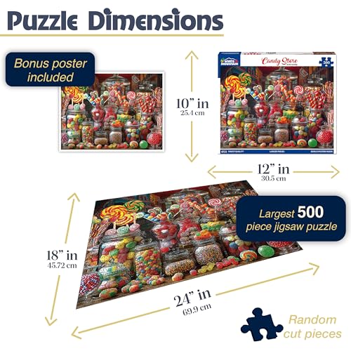 Rompecabezas Candy Store de 500 piezas de White Mountain Puzzles | Piezas grandes, regalo para adultos y familia, 18" x 24" miniatura 3