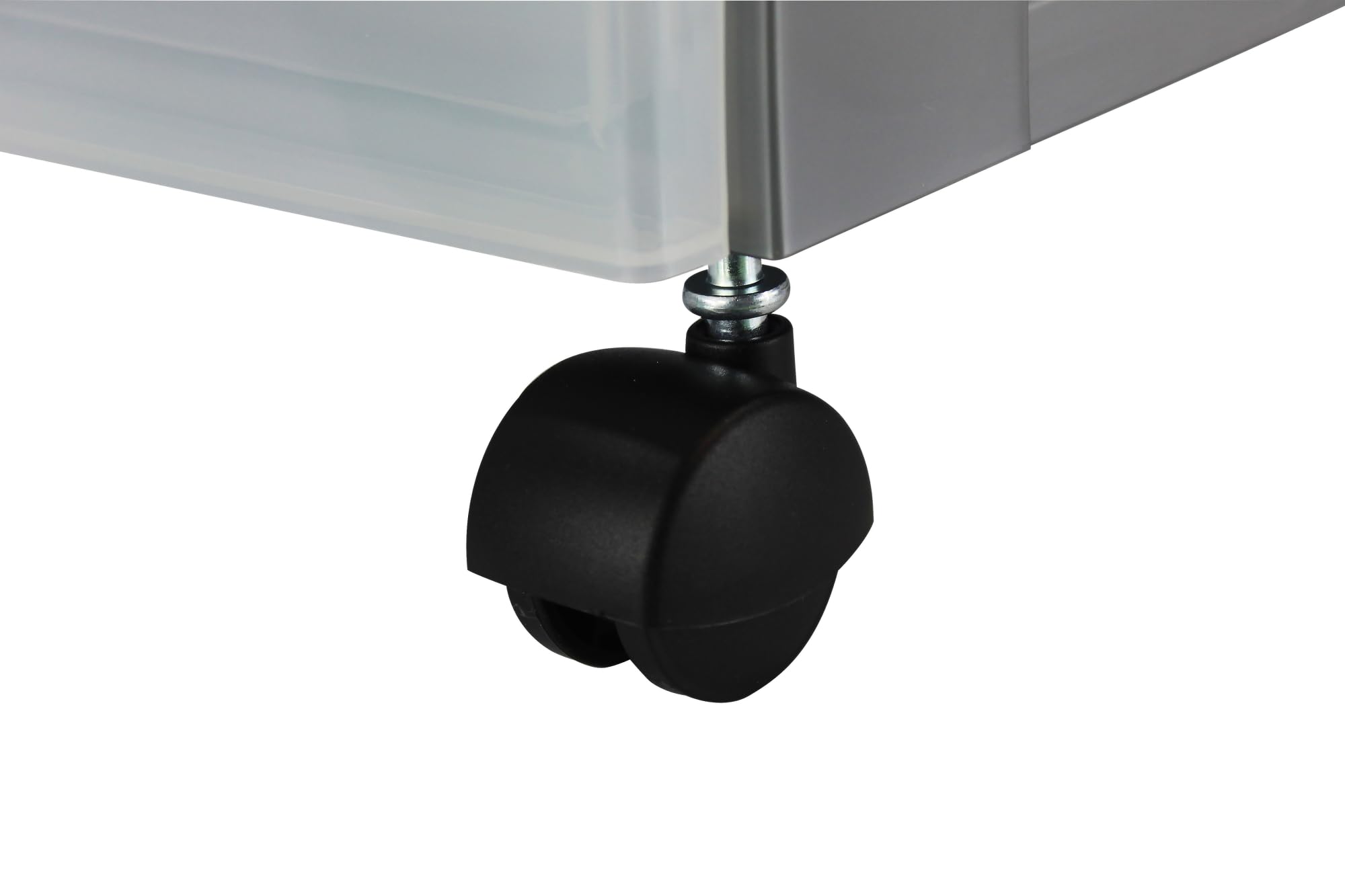Iris Ohyama, Tour de rangement, Tour plastique, Organisateur, 4 tiroirs de 15 L, Poignées ergonomiques, Roues, Bureau, Salon, salle de bain - Design Chest DC-304 - Gris