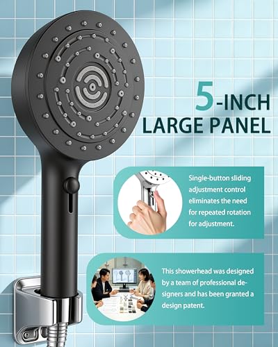 Image of Filtered Shower Head with Handheld - High Pressure 7 Spray Mode 5 inch Panel Detachable Chrome Showerhead, Hard Water Filter Beads Showerhead, Reduce Dandruff, Protect Colored Hair and Soothe Dry Skin
