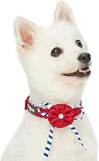 Blueberry Pet 4 Patterns Bon Voyage Sea Lover Adjustable Dog Collar in Timeless Red, Neck 9-12.5