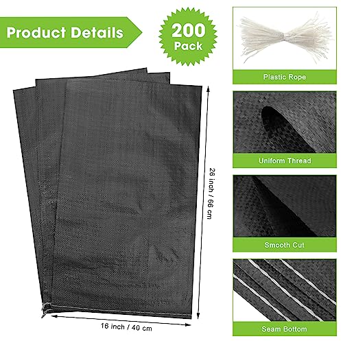 Nuenen 200 Pcs Empty Sandbags Heavy Duty Sand Bags With Ties Woven Polypropylene Sand Bags Bulk Sand Bag For Flooding 16 X 26 Inches Sandbag Flood Protection For Emergency Hurricane Season Supplies  thumb #2