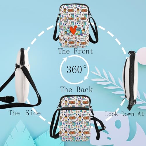 LEVLO Pharmacist RX Crossbody Bag Pharmacy Technician Gift Peace Love Pharmacy Shoulder Bag Pharmacy Tech Merch 6