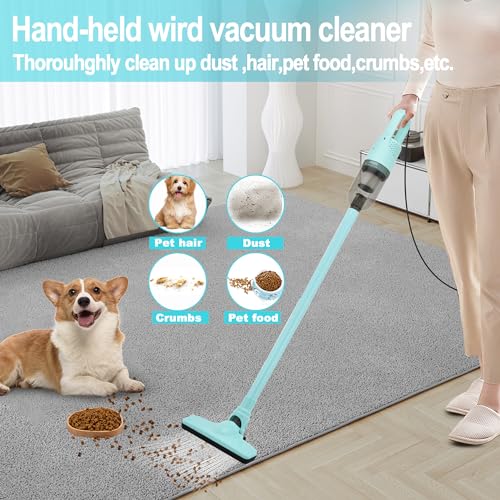Image of 6-in-1 Lightweight Stick Vacuum Cleaner with 100W Powerful Motor, Mini Portable Household Handheld Vacuum Cleaner for Domestic Hard Floors, Carpets and Pet Hair(Light Green Corded)
