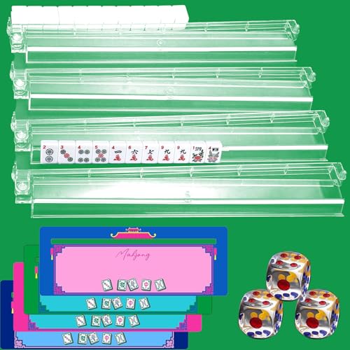 4 rack para mahjong con empujadores acrílicos