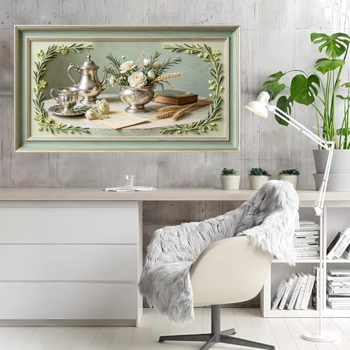 Nature morte théière argentée vintage en relief 3D amovible