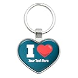 GRAPHICS & MORE Personalized Custom I Love Heart Name Here Keychain Heart Love Metal Key Chain Ring