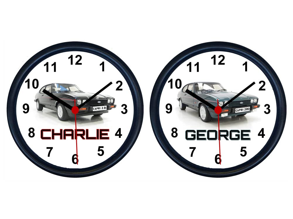 Key Expressions Black Personalised Classic Car Wall Clock For Ford Capri Mark 3 2.8I Special / 280 Brooklands Enthusiasts (2 Designs)