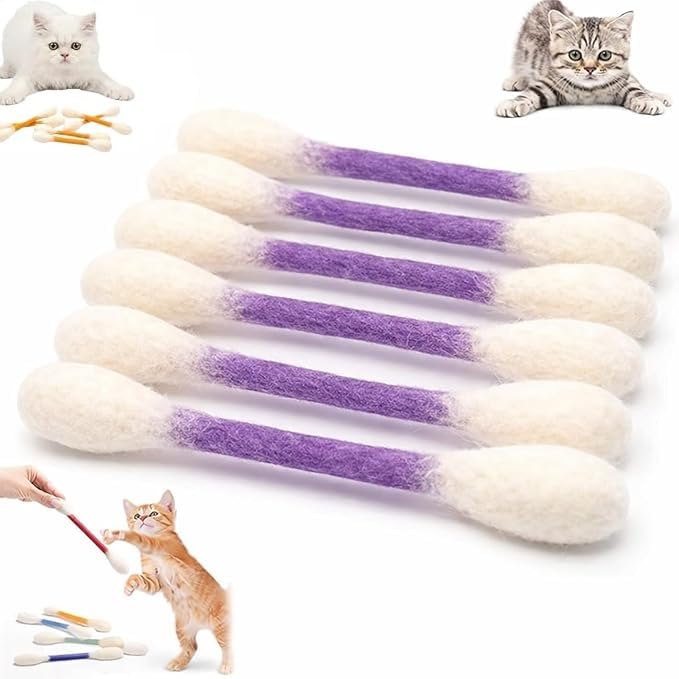 Giant Qtip Cat Toy,Cotton Swabs Cat Toys with Catnip,6pc Cotton Swabs Qtip Cat Toy With Catnip Kitten Chew Toys Teething Sticks Interactive Felt Kitty Kicker Play Lover Gift Accessories (Purple)