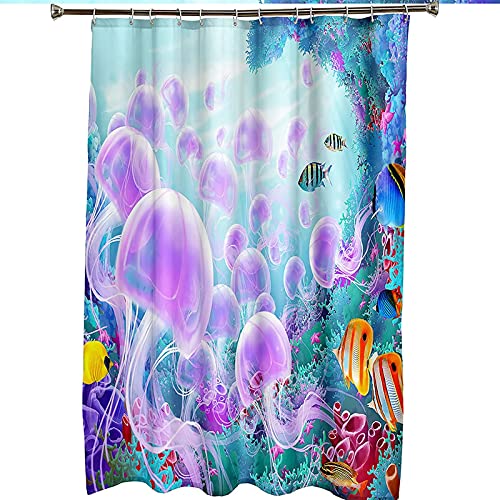 Rideau de douche polyester violet salle de bain méduse 180x200 - 7