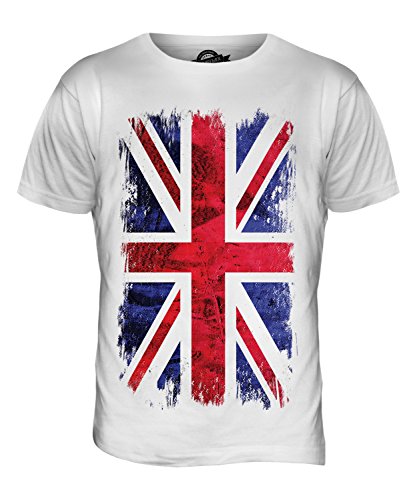 Candymix - Great Britain Union Jack Grunge Flag - Mens T Shirt Top T-Shirt, Size X-Large, Colour White