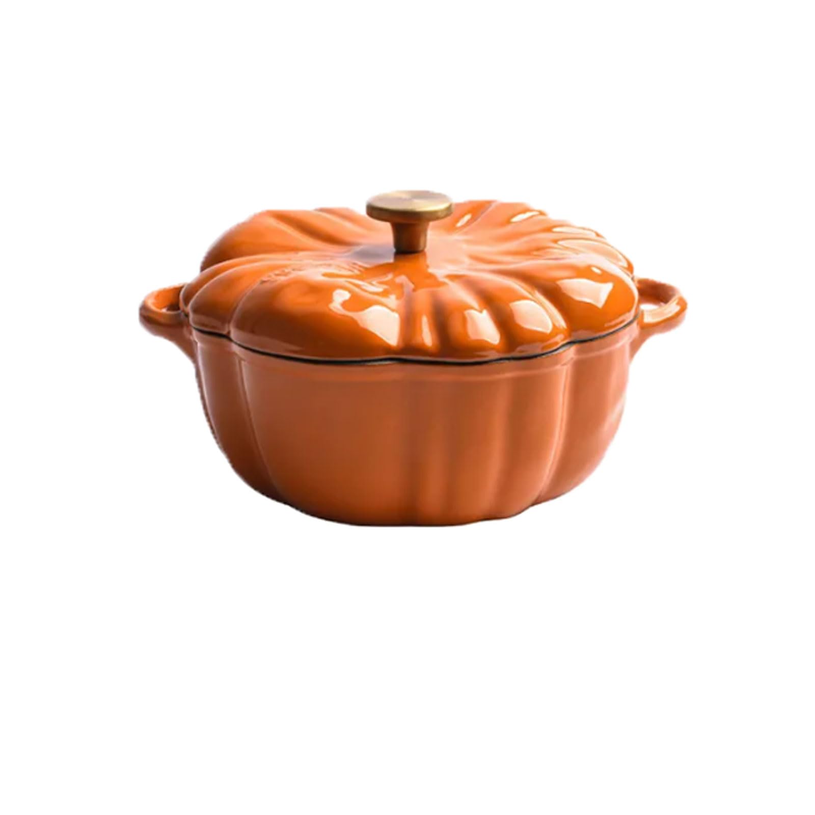 Marmite Cocotte En Fonte émaillée Forme Citrouille - Anti-adhésif, Va Au Four, Parfaite Pour Ragoûts, Cuisson, Pain…
