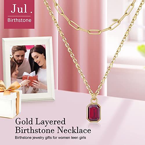Birthstone Necklace For Women, Ruby Necklace July Birthstone Necklace Ruby Necklaces For Women Red Necklaces For Women Layered Gold Necklace For Women Red Jewelry For Women Ruby Jewelry For Women #TOP5