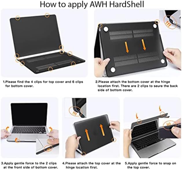 Step-by-step guide on how to apply the AWH hardshell case to a MacBook Pro