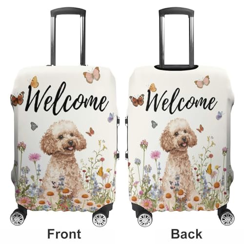 Poodle Among Flowers Travel Suitcase Protector Luggage Cover Protective Washable Anti-scratch Baggage Cover3