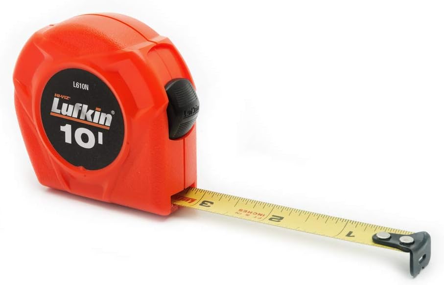 Crescent Lufkin 1/2" x 10' Hi-Viz Orange Yellow Clad Power Return Tape Measure - L610N