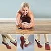 Yoga-Pilates-Grip-Socks-RANDY-SUN-Womens-Gift-Exercise-Sock-for-Ballet-Barre-Non-Slip-with-Silicone RANDY SUN Yoga Pilates Grip Ballet Style Socks, Women's Home Exercise Equipment Ideal for Pure Barre, Dance, Pilates, Barefoot Workout with Non Skid Grips Pack of 3 Dark Red&Light Grey&Black