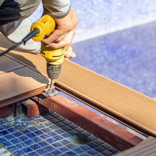 100 Stück Terrassenclips, mit Schrauben, WPC Clips Edelstahl, Befestigungs Clips, Abstandshalter Terrassendielen Clip, Versteckte Abstandhalter für WPC/BPC Dielen Verbunddielen (#A 6 Sporen)