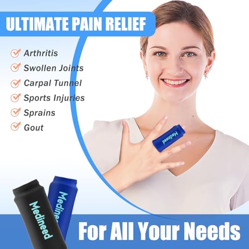 Image of 2PCS Finger Sleeves Gel Ice Pack, Lasting Cold Compress Freeze Sleeve, Reusable Finger Brace Ice Packs for Injuries, Arthritis, Tendonitis, Gout, Sprains, Middle Protectors (Blue)