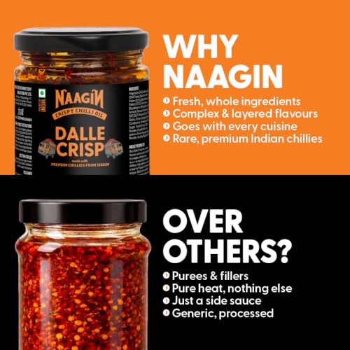 Image of Naagin Dalle Crisp Chilli Oil (160g) | Spicy | All-purpose Crunchy, Sichuan Pepper | No Added Preservatives | Dip, Cook, Marinate, Stir-fry | Enjoy with Momos, Rice, Pizza & Noodles