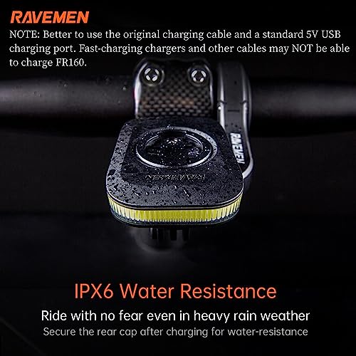 Ravemen Fr160 Compatible With Garmin Cycling Gps Computer, Ipx6 Waterproof Bicycle Front Auxiliary Light With Side Visibility Warning Flash Light 6 Light Modes For Being Seen (Patent Protected) #TOP6