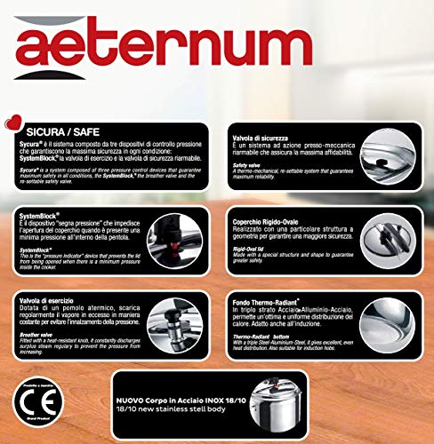 Aeternum Easy Chef, Pentola a Pressione da 5 Litri...
