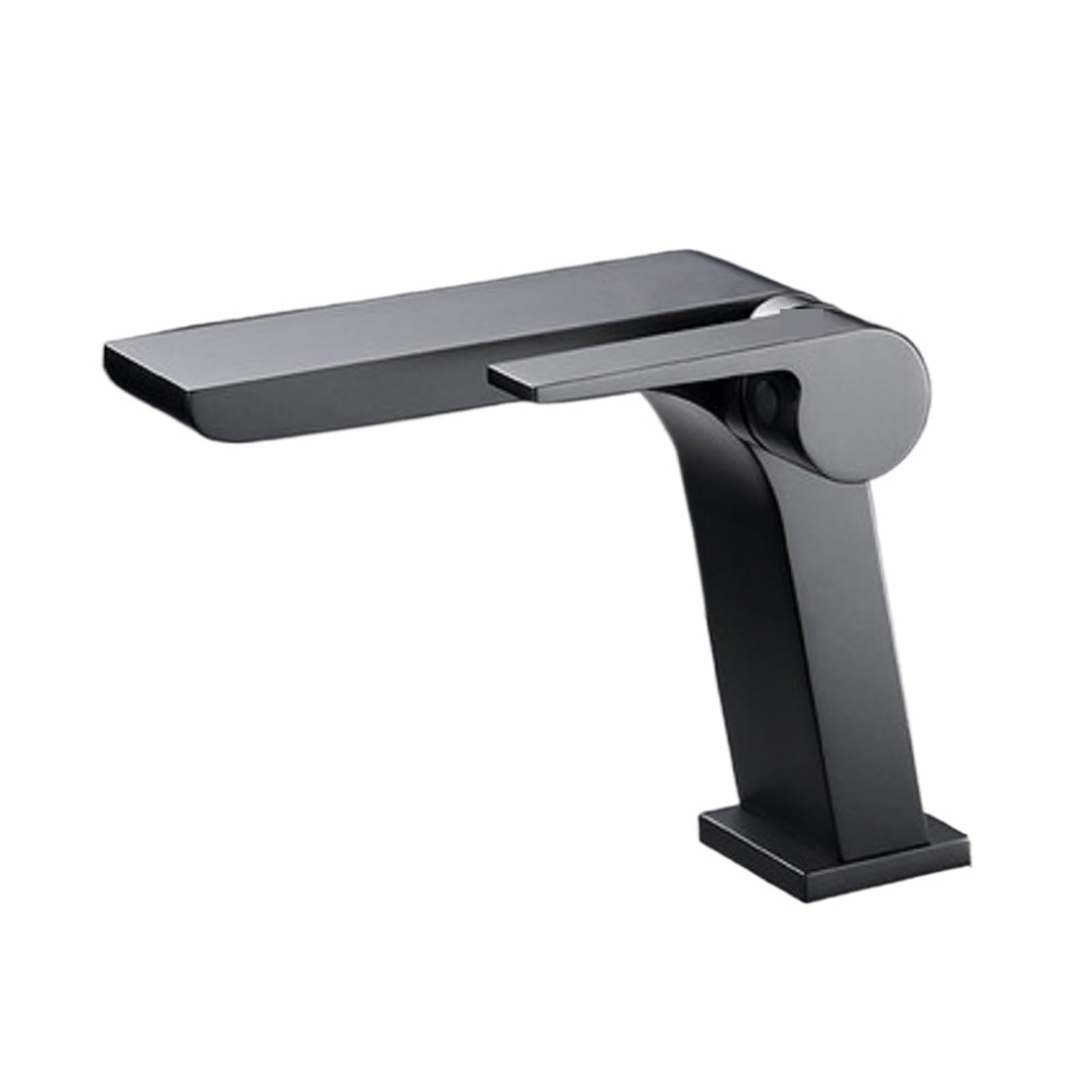 CVFRDD Gun Grey Basin Faucet, Brass Bathroom Basin Waterfall Hot And Cold Water Mixer Tap, Single Handle Crane Chrome Black Mixer Tap(Nero)