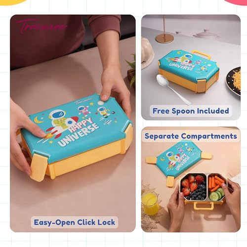 Image of Trueware Blossom 2 304 Stainless Steel PU Insulated Lunch Box with Two Compartment BPA Free, Food Grade Ideal for School, Picnic, Office & Outdoor - 580ml