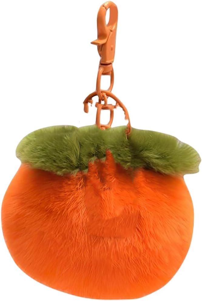 Baluue Persimmon Keychain Plush Bag Charm Soft Fuzzy Fruit Keyring for Backpack Purse Decoration 4 Inch