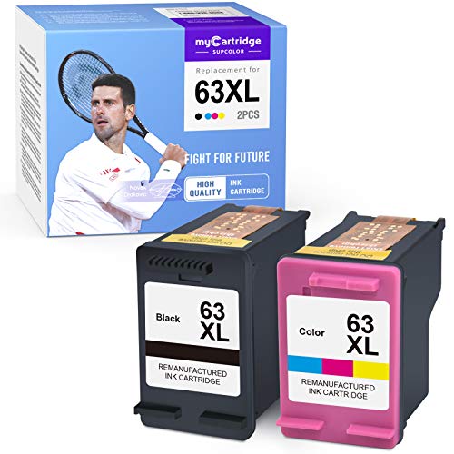Free Shipping Offer myCartridge SUPCOLOR Remanufactured Ink Cartridge Replacement for HP 63XL 63 XL to use with Officejet 3830 3883 5255 5258 4650 Envy 4520 4512 DeskJet 1112 3637 1110 3632 (1 Black, 1 Tri-Color)