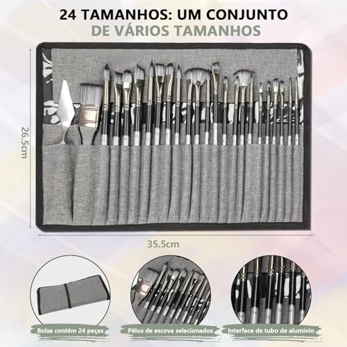 24PCS Kit Pincel Pintura, Pincel Pintura, Pincel, Pincel Aquarela, Kit Pinceis Pintura, Kit Pincel,