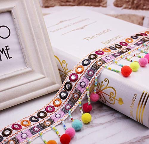 Yalulu 5 Yards Rainbow Pom Pom Tassel Trim Ball Fringe Ribbon Diy Sewing Fabric Lace For Home Wedding Craft Party Decoration #TOP3