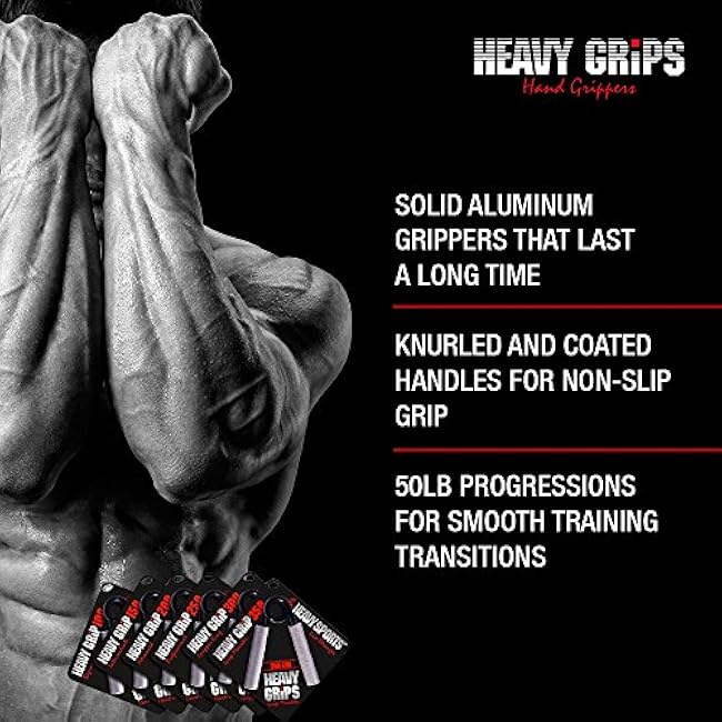 Heavy Grips Hand Grippers - Set of 3 Non-Slip - 100lb, 150lb, 200lb ¨C Effectively Train Your Hand Grip Strength - Targeted Forearm, Wrist & Hand Exercises ¨C Advanced Hand Grip Strengtheners