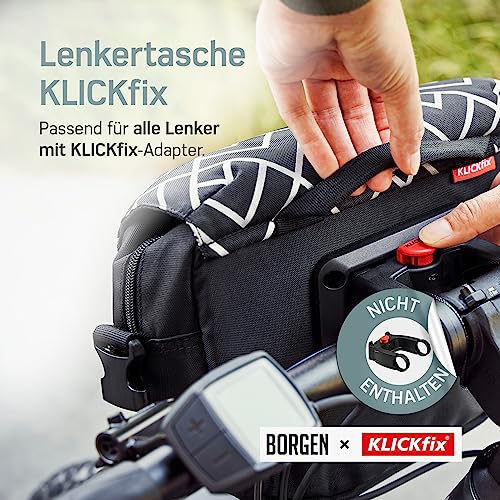 Borgen KLICKfix Lenkertasche Fahrrad - Wasserabweisende und geräumige Fahrrad Lenkertasche 5 L - Fahrradtasche Lenker