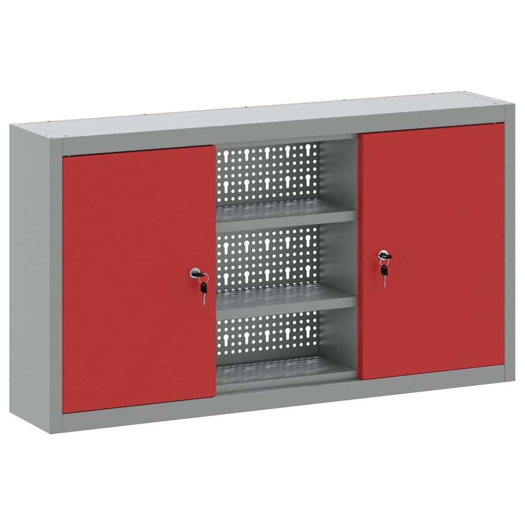 Armario de Herramientas Rojo y Gris 100 x 20 x 55 cm Acero,11kg-4103474