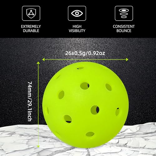 image for HTPICK 3-Pack Premium Pickleball Balls | Crack-Resistant | 40 Holes Ou