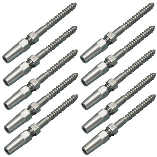 Atlantis Rail Easy S0980-L004 SS LEFT Hand Lag Screw Stud for 5/32 Cable-10 PK