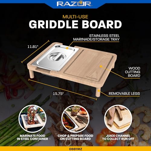 tabla para cortar rectangular de madera y acero inoxidable miniatura 2