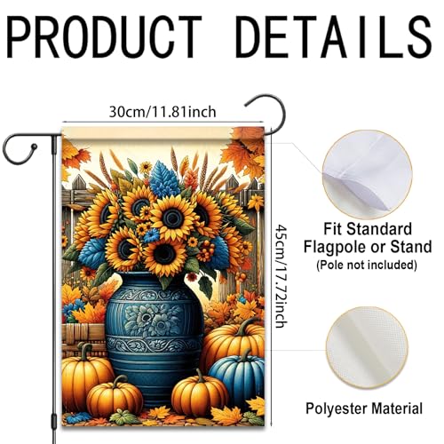 Image of Nuxovilar 12x18 inch Blue Vase Sunflower Pumpkin Flag