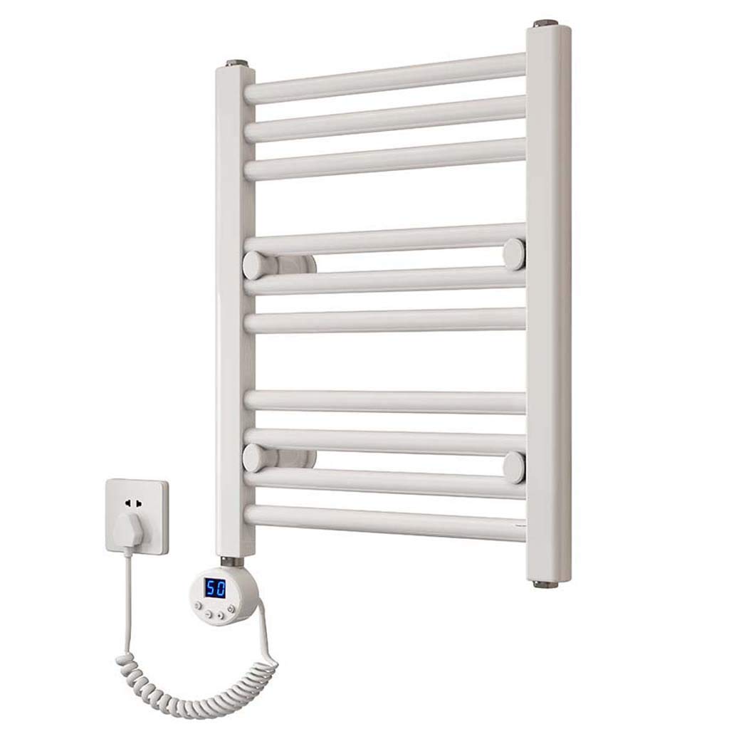 Porte-serviettes électriques blanc avec thermostat réglable et rack de chauffage constant